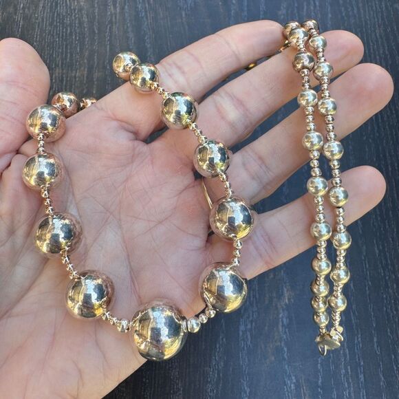 32" Vintage Desert Pearls Sterling Silver Necklace Graduated Bead 925 LONG - Picture 10 of 16